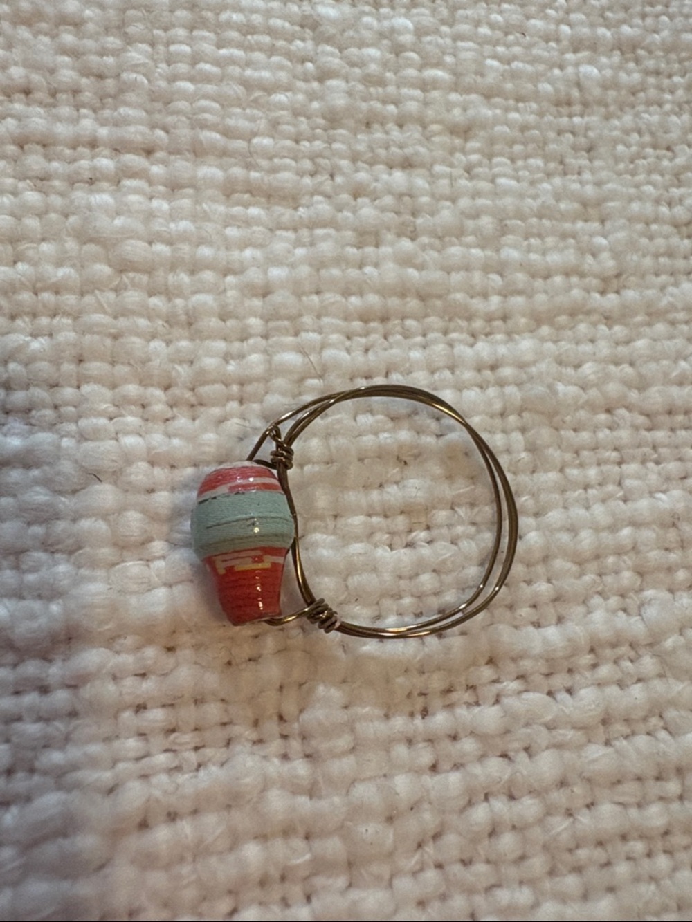 Multicolor recycled paper Bead Wire-Wrapped Women's Ring - about a size 5
